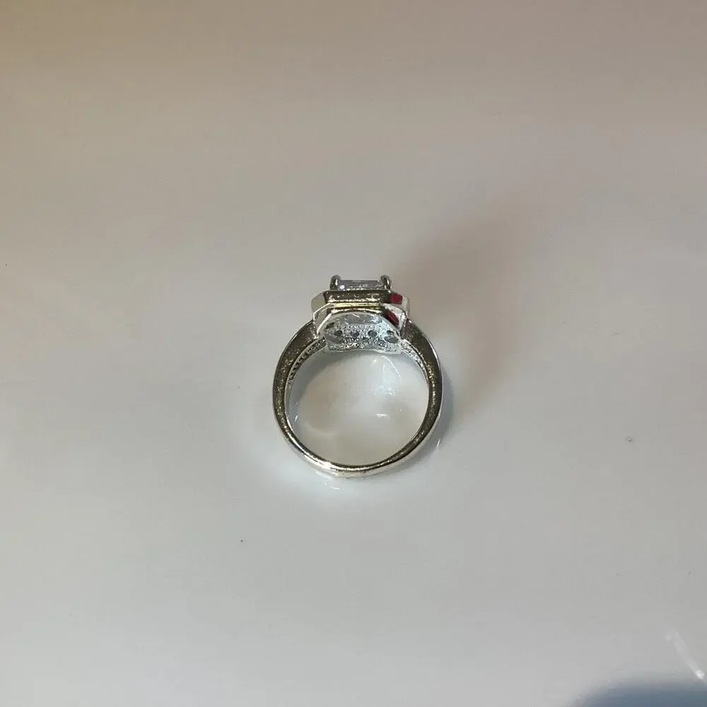 Silver Toned Crystal Ring